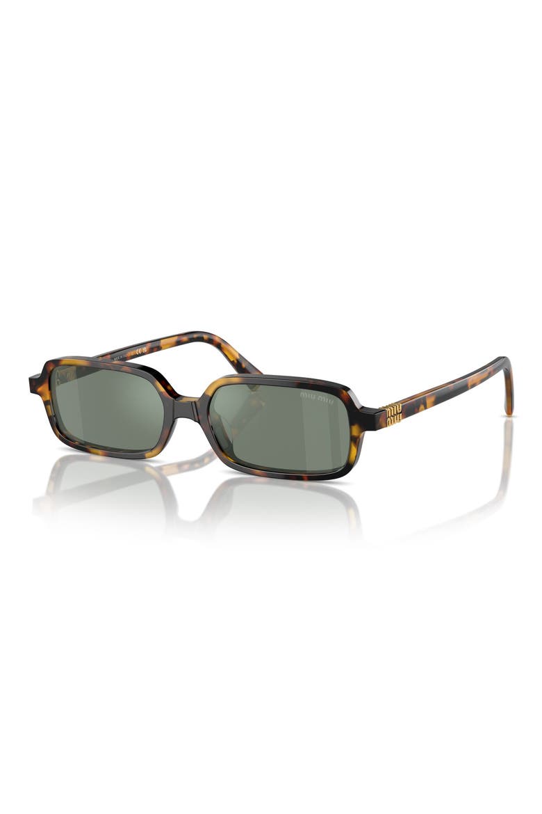 51mm Rectangular Sunglasses, Alternate, color, HONEY HAVANA / GREEN / SILVER