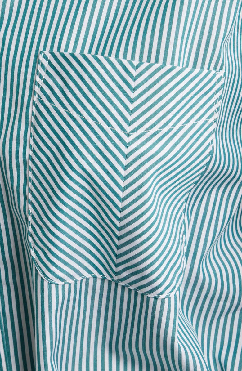 rag & bone Lucia Stripe Mini Shirtdress, Alternate, color, Teal Stripe