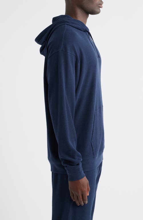 Nordstrom Cotton Blend Thermal Hoodie In Blue