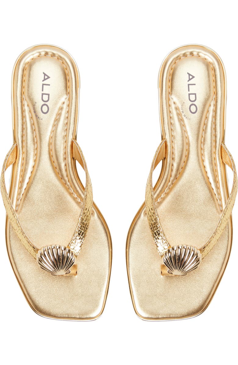 ALDO Conchiglia Flip Flop, Alternate, color, Gold