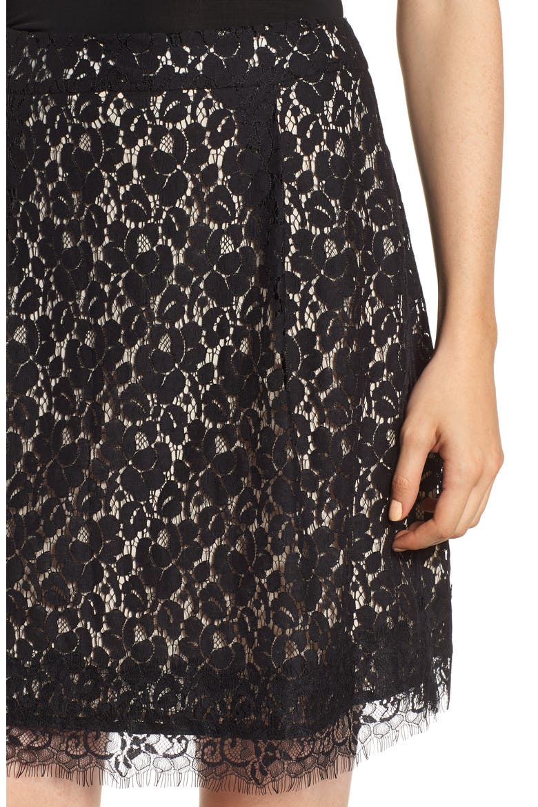 Gibson x Glam Squad Lace Skirt (Nordstrom Exclusive), Alternate, color, BLACK NUDE LINING