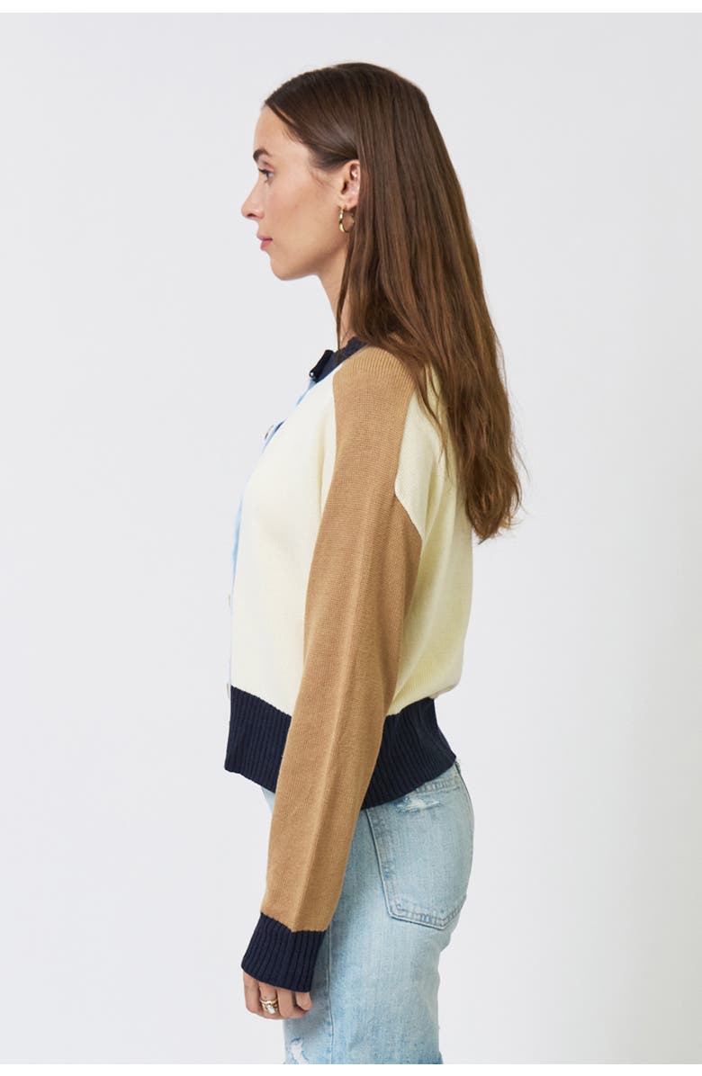 Central Park West Chloe Colorblock Cardigan, Alternate, color, Blue Multi