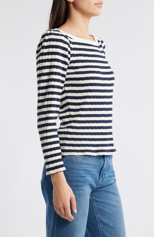 Nation Ltd Amelie Stripe Envelope Neck Top In Pointelle Stripe
