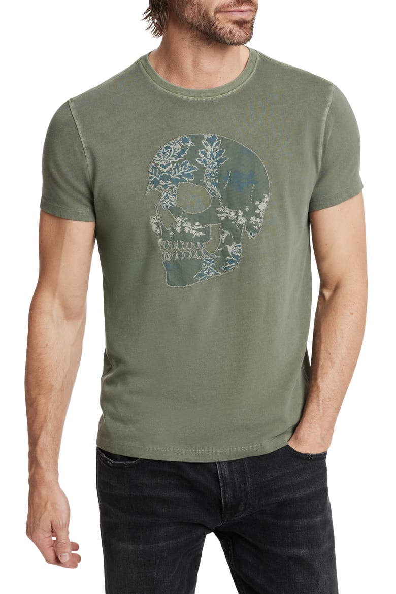 Skull Appliqué T-Shirt, Main, color, FLAGSTONE GREY
