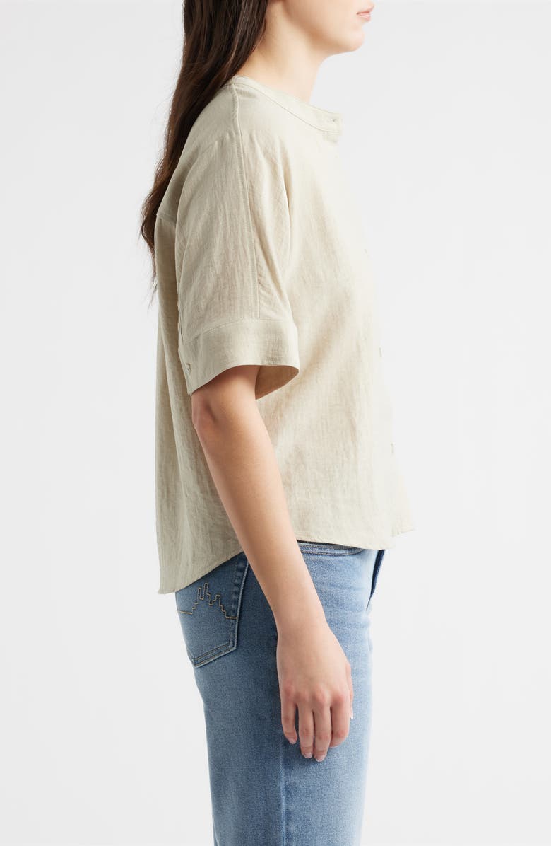 CITY BLUES Boxy Short Sleeve Button-Up Shirt, Alternate, color, Oyster
