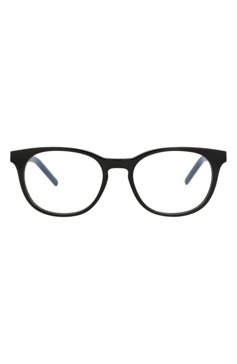 Saint Laurent 52mm Oval Optical Glasses, Main, color, Black Black Transparent
