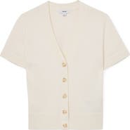 Reiss Anya Short Sleeve Cotton & Wool Cardigan