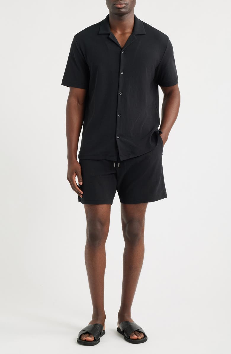 Nordstrom Seaport Knit Cotton Camp Shirt, Alternate, color, Black