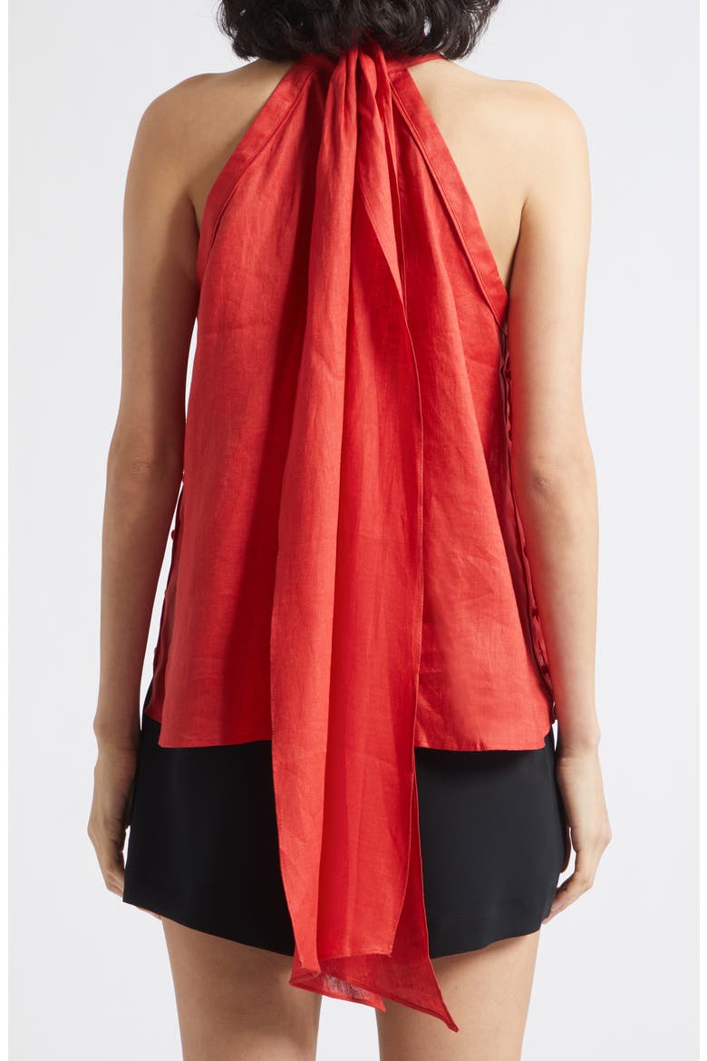 Andi Sleeveless Linen Mock Neck Top, Alternate, color, CORAL RED