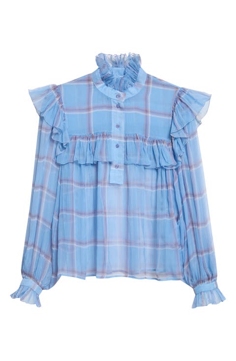 Ruffle Silk Chiffon Top