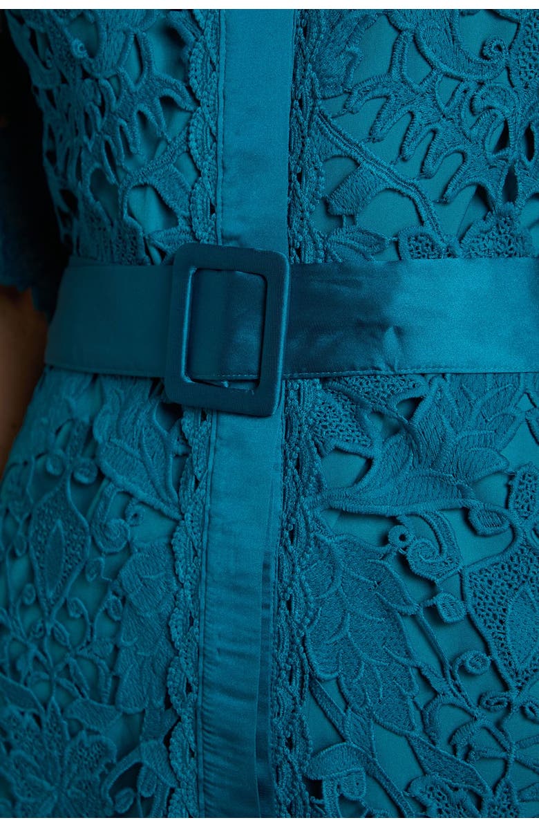 Coast Lace Short Sleeve Shirt Dress, Alternate, color, Teal