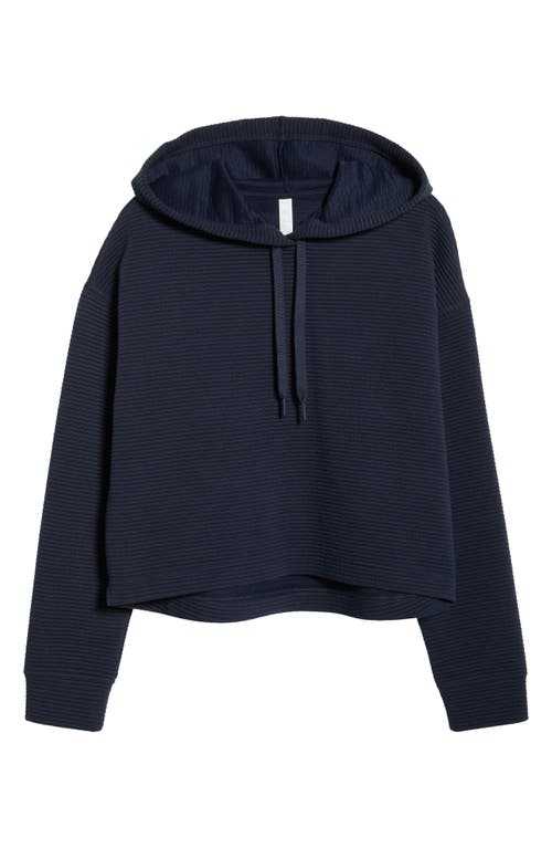 Zella Ottoman Cotton Blend Ribbed Hoodie In Blue