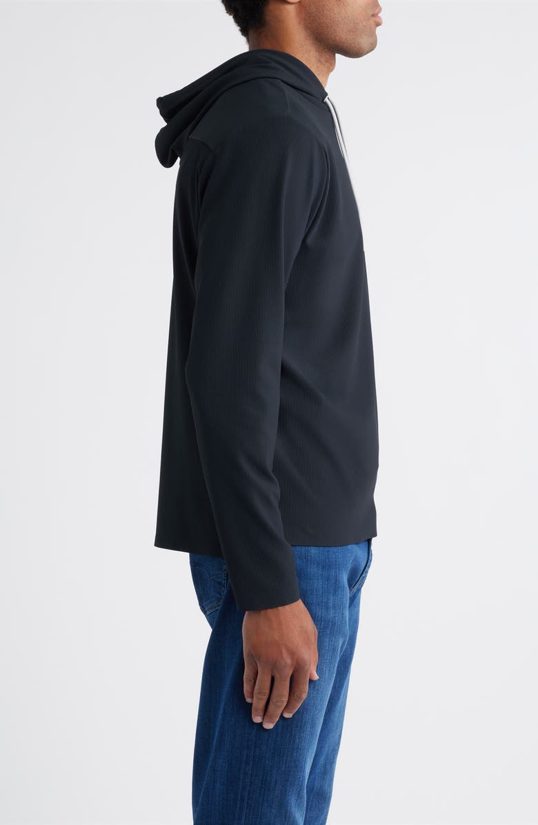 johnnie-O Hoppin Ribbed Stretch Hooded Pullover, Alternate, color, Black