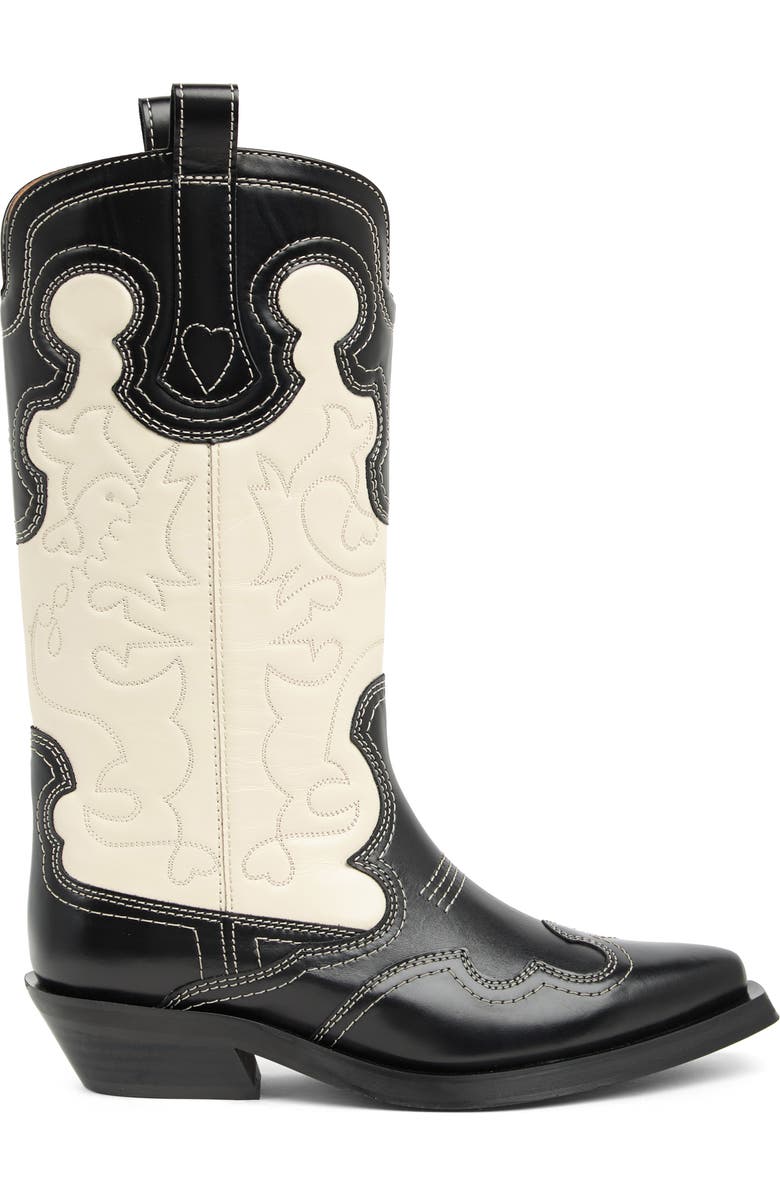 Ganni Embroidered Western Boot, Alternate, color,