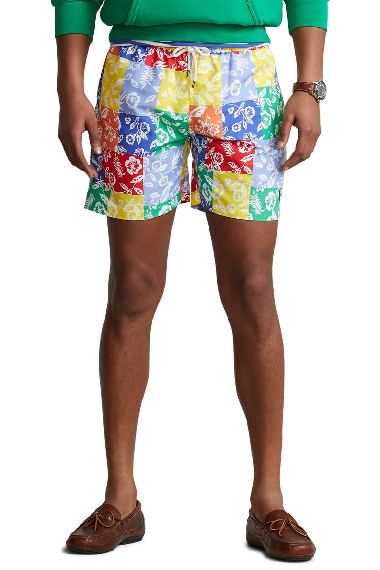 Traveler Floral Swim Trunks, Main, color, VILLA BATIK PATCHWORK