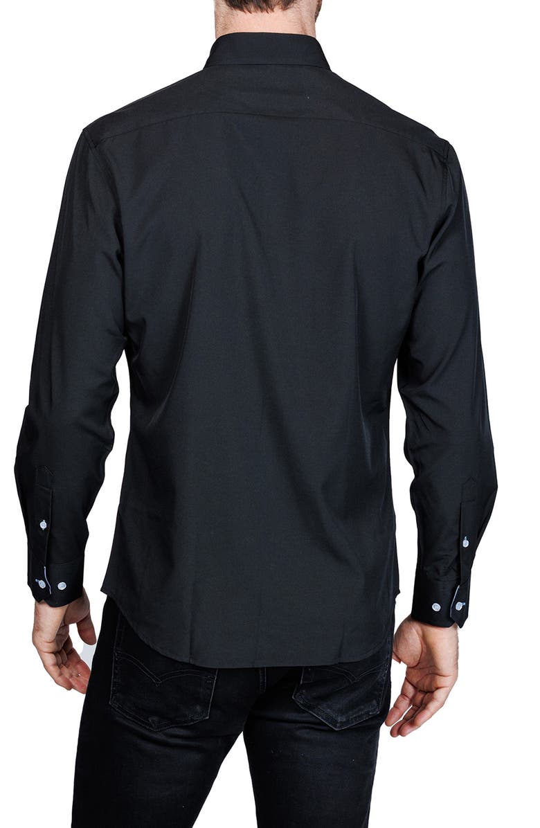 TailorByrd Mélange Performance Button Down Shirt, Alternate, color, Black
