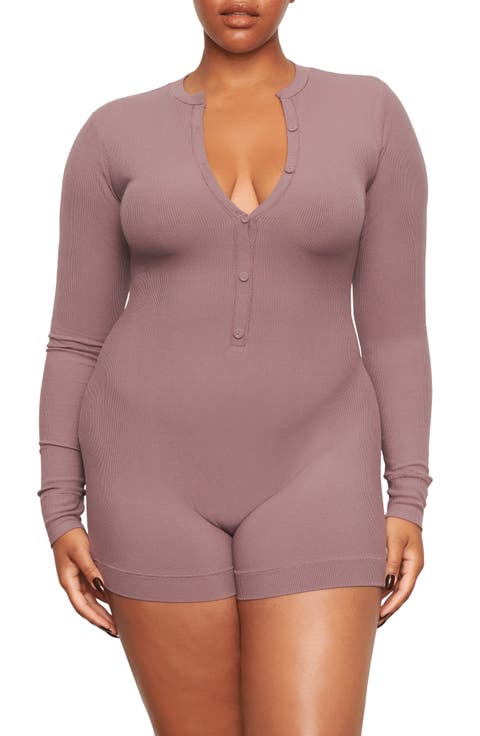 Soft Lounge Long Sleeve Henley Romper Pajamas