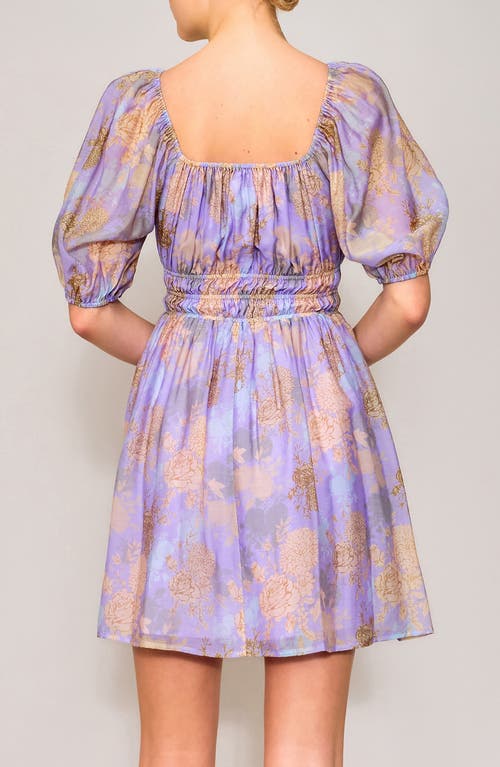 Melloday Floral Fit & Flare Minidress In Lavender Multi