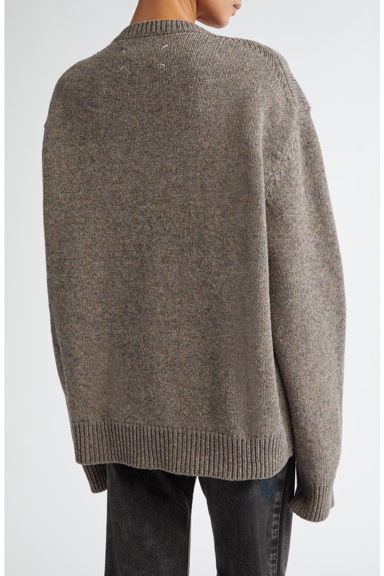 Marled Wool V-Neck Sweater, Alternate, color, GREY/ BROWN