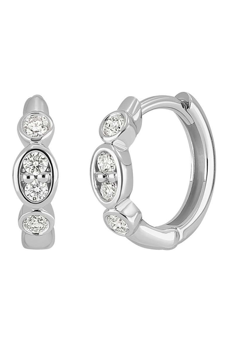 Monaco Diamond Huggie Hoop Earrings (Nordstrom Exclusive), Main, color, 18KW