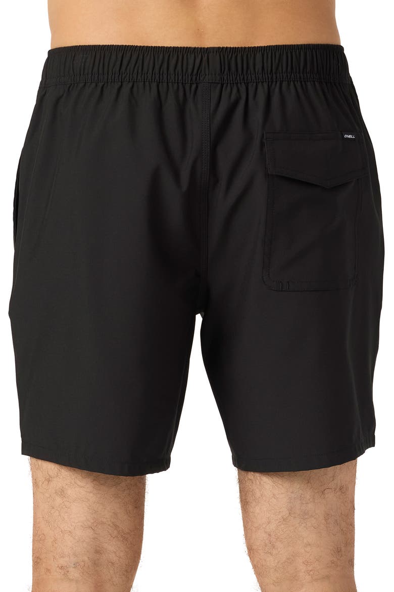 Lennox Hermosa Solid Volley Swim Trunks, Alternate, color, BLACK