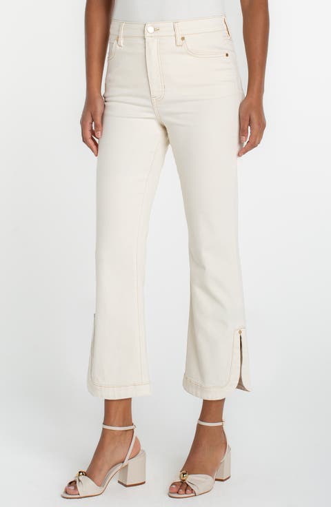 Hannah Tulip Hem Crop Flare Jeans (Desert Dunes) (Regular & Petite)