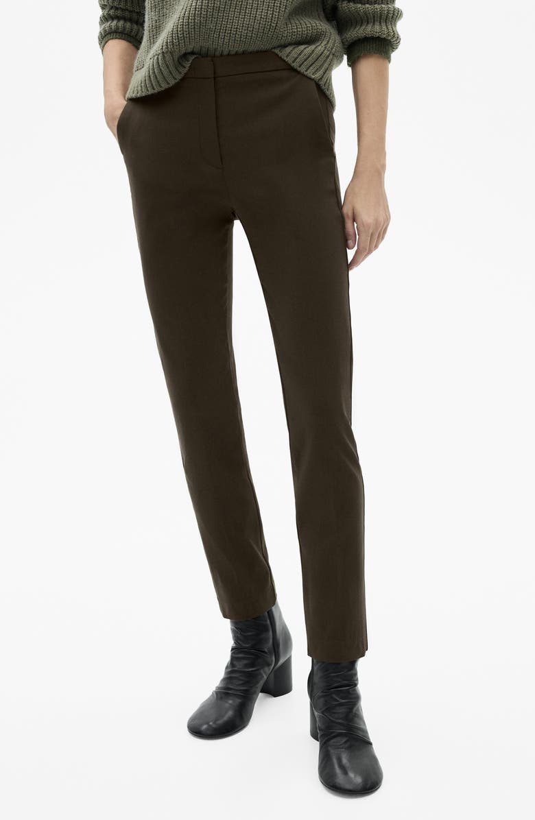 MANGO Crop Skinny Pants, Main, color, Khaki