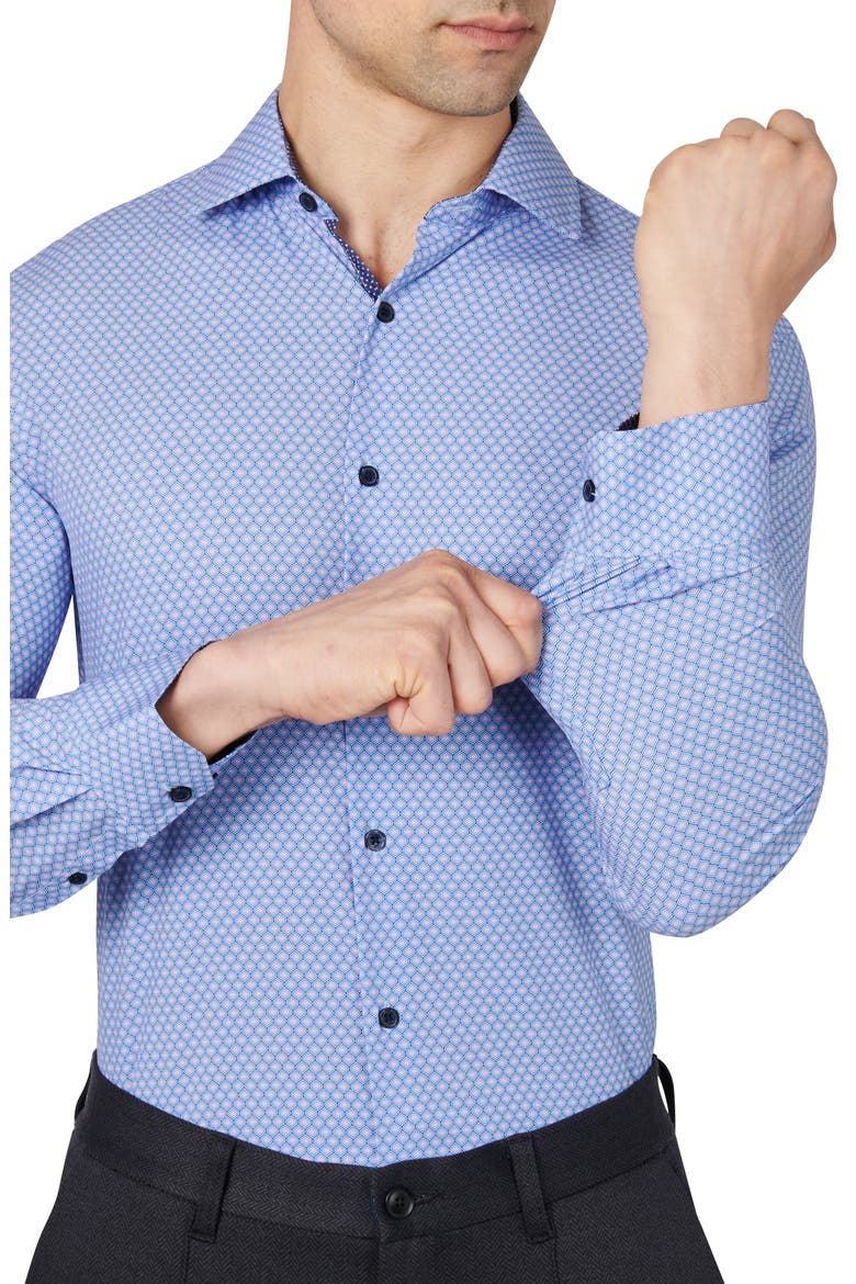 Slim Fit Concentric Geo Print Recycled Performance Stretch Dress Shirt, Alternate, color, BLUE/ PURPLE