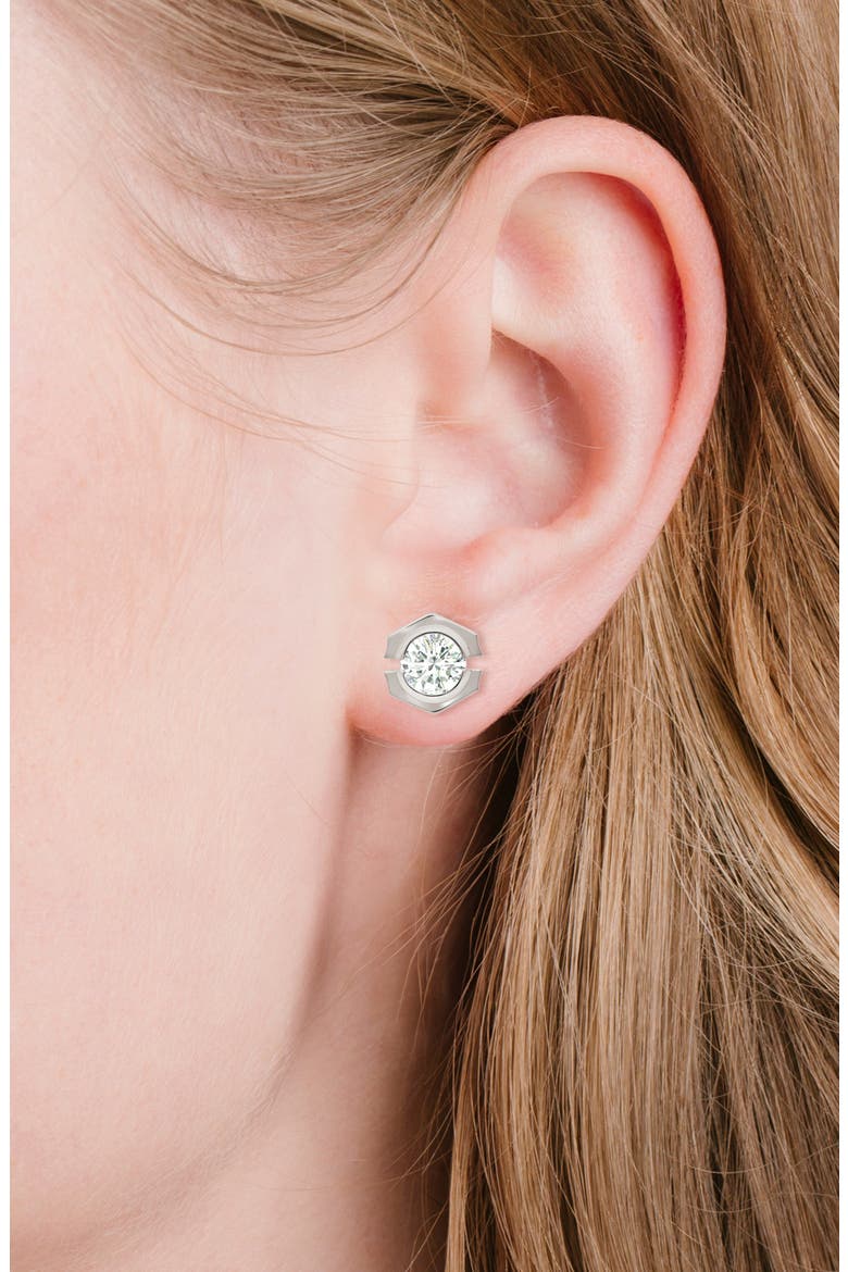 Solara Cubic Zirconia Stud Earrings, Alternate, color, PURE PLATINUM / CLEAR STONE