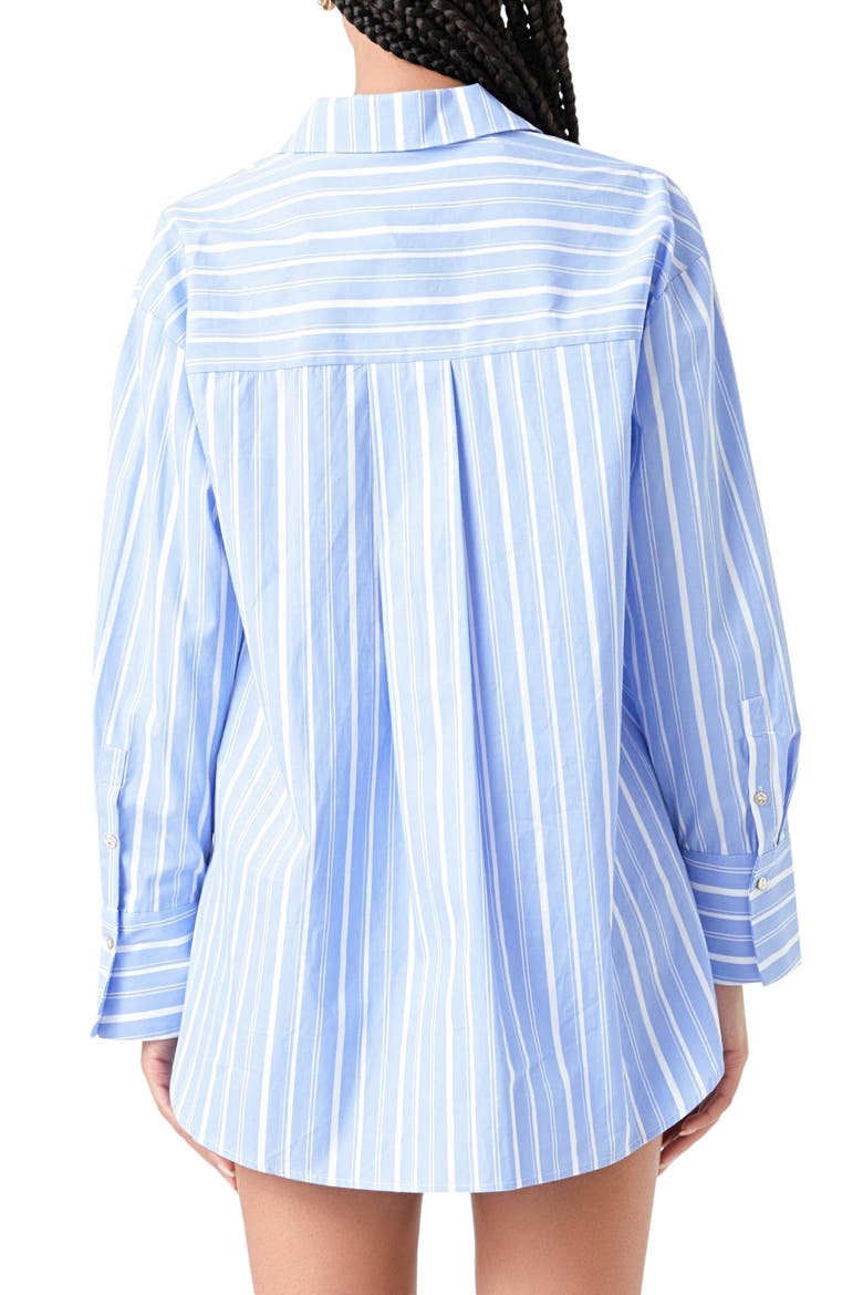 Oversize Stripe Long Sleeve Button-Up Shirt, Alternate, color, BLUE