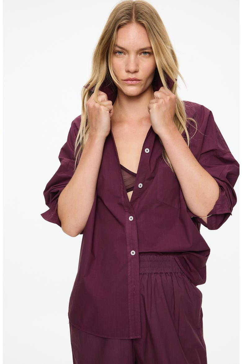 Chiara Button-Up Shirt, Alternate, color, CHERRY