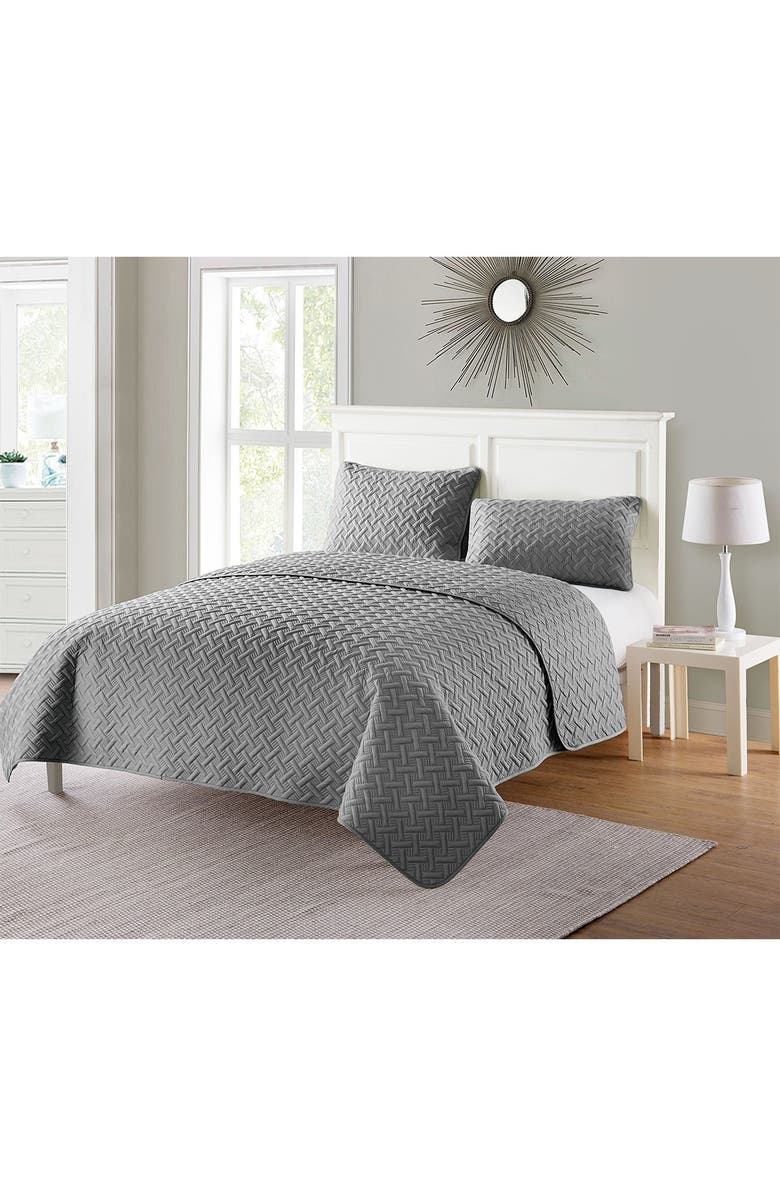 VCNY HOME Nina Embossed Basketweave Quilt Set - Twin, Alternate, color, Grey
