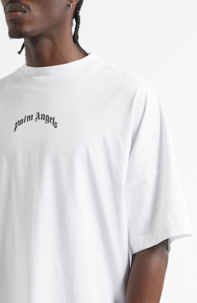 Palm Angels Oversize Curved Logos Cotton Graphic T-Shirt, Alternate, color, 