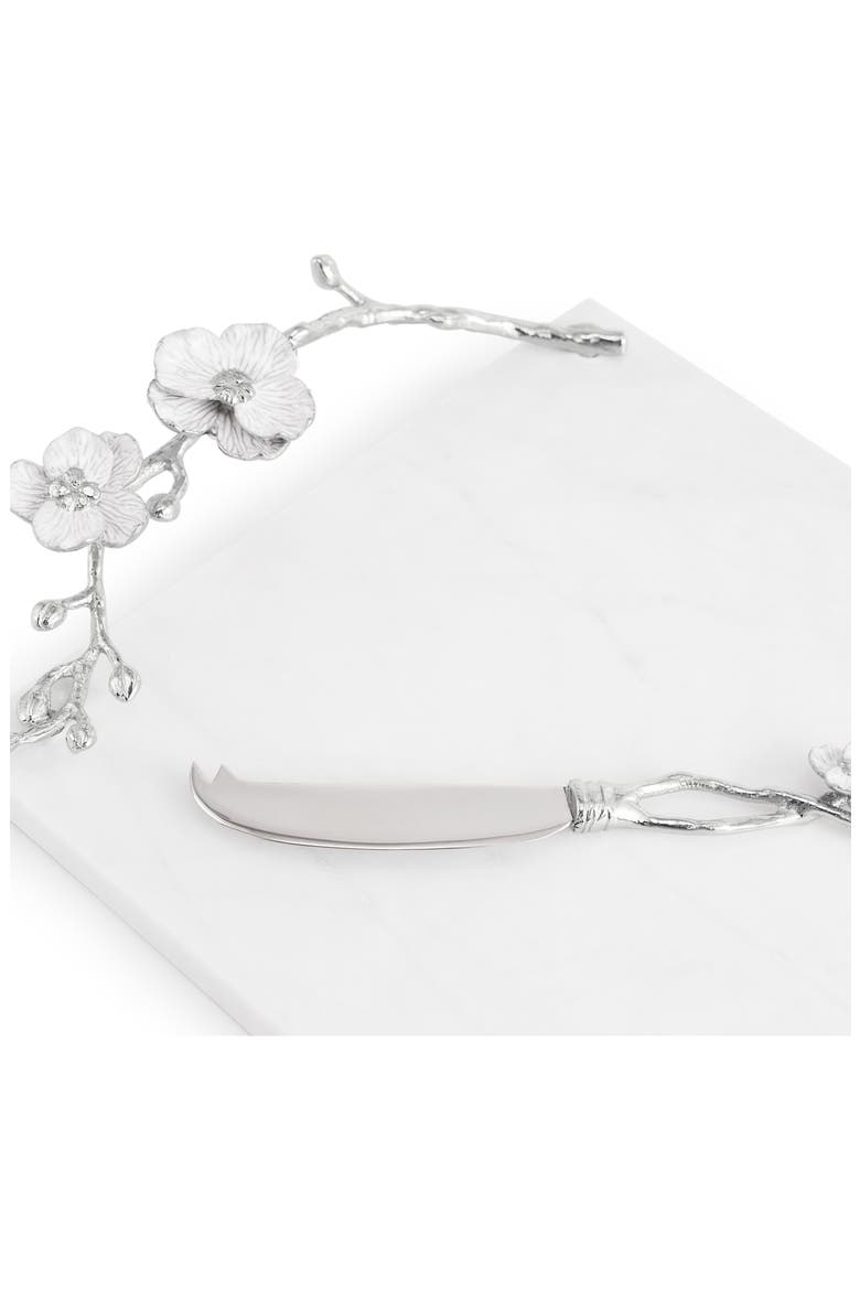 Orchid Cheese Board with Knife, Alternate, color, SILVER