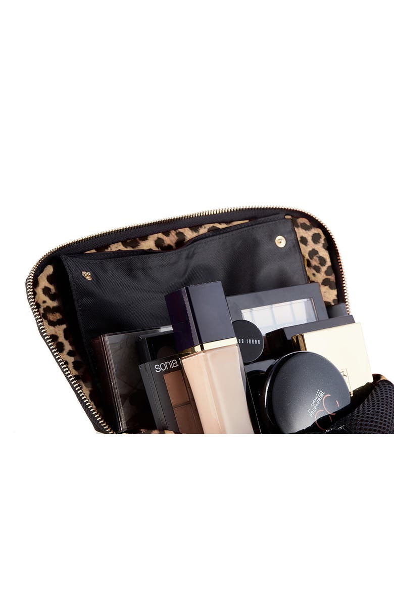 KUSSHI Signature Makeup Bag, Alternate, color, Black/ Leopard
