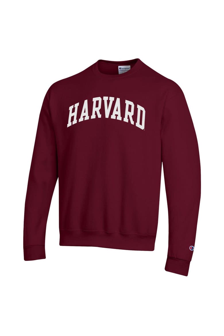 Men's Champion  Crimson Harvard Crimson Basic Arch Fleece Pullover Sweatshirt, Alternate, color, Crimson