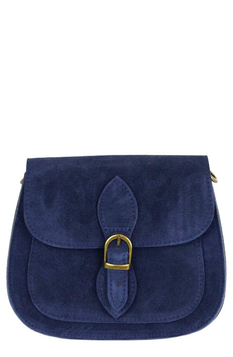 Annie Buckle Suede Crossbody Bag
