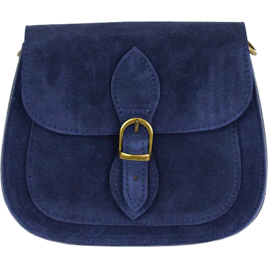 Persaman New York Annie Buckle Suede Crossbody Bag In Blue