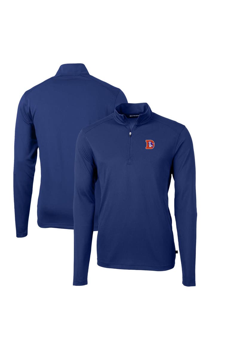 Men's Cutter & Buck Royal Denver Broncos Throwback Logo Virtue Eco Pique Recycled Quarter-Zip Big & Tall Pullover Top, Alternate, color, Royal