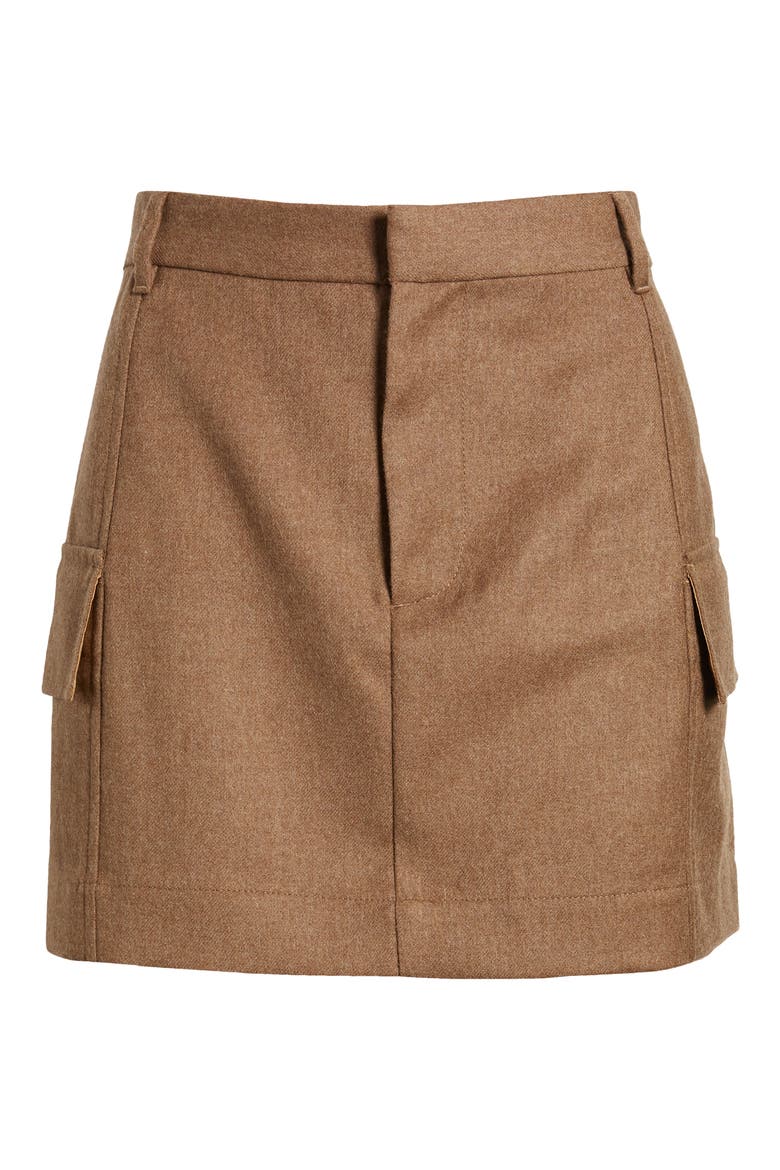 x EmRata Colombo Wool Cargo Miniskirt, Alternate, color, UMBER
