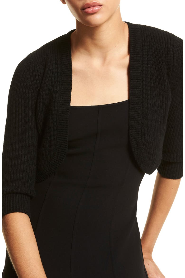 Shaker Stitch Cashmere Shrug, Main, color, 001 BLACK