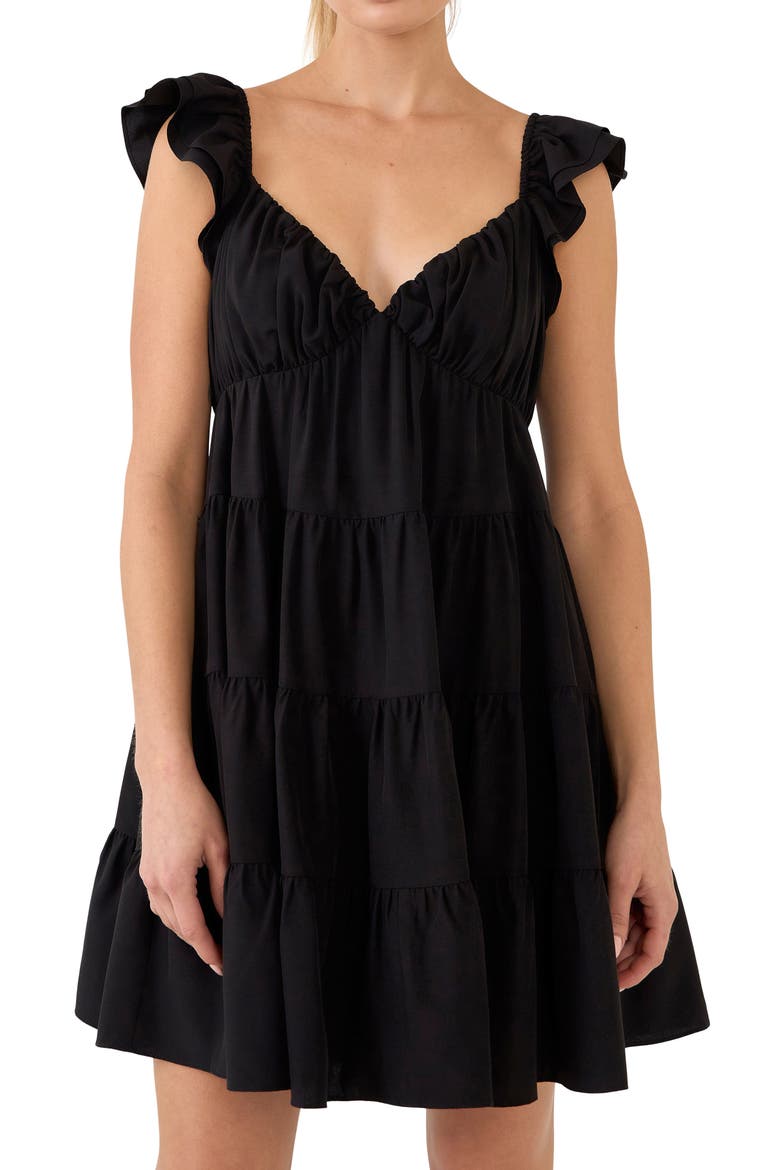 Ruffle Sweetheart Tiered Minidress, Alternate, color, BLACK