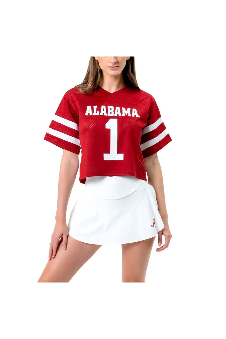 Women's Established & Co. Crimson Alabama Crimson Tide Fashion Boxy Cropped Football Jersey, Alternate, color, Crimson