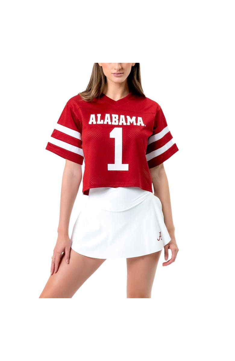 Established & Co. Women's Established & Co. Crimson Alabama Crimson Tide Fashion Boxy Cropped Football Jersey, Alternate, color,