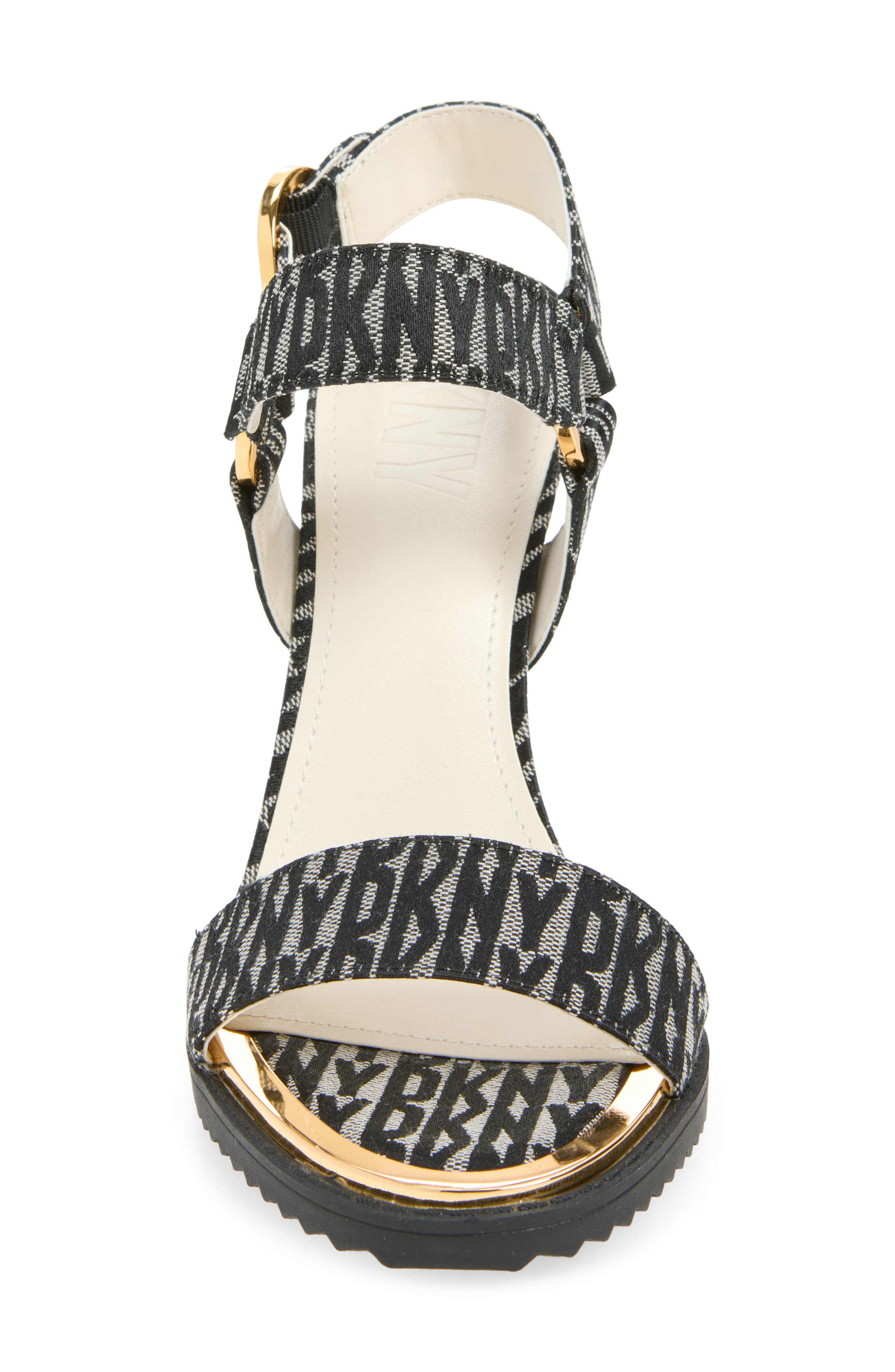 DKNY Blaire Ankle Strap Sandal, Alternate, color, Black/ Eggnog