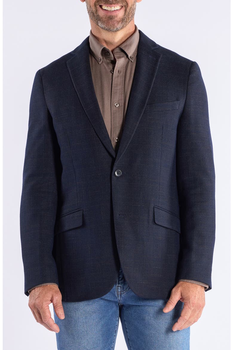 Windowpane Knit Sport Coat, Main, color, NAVY