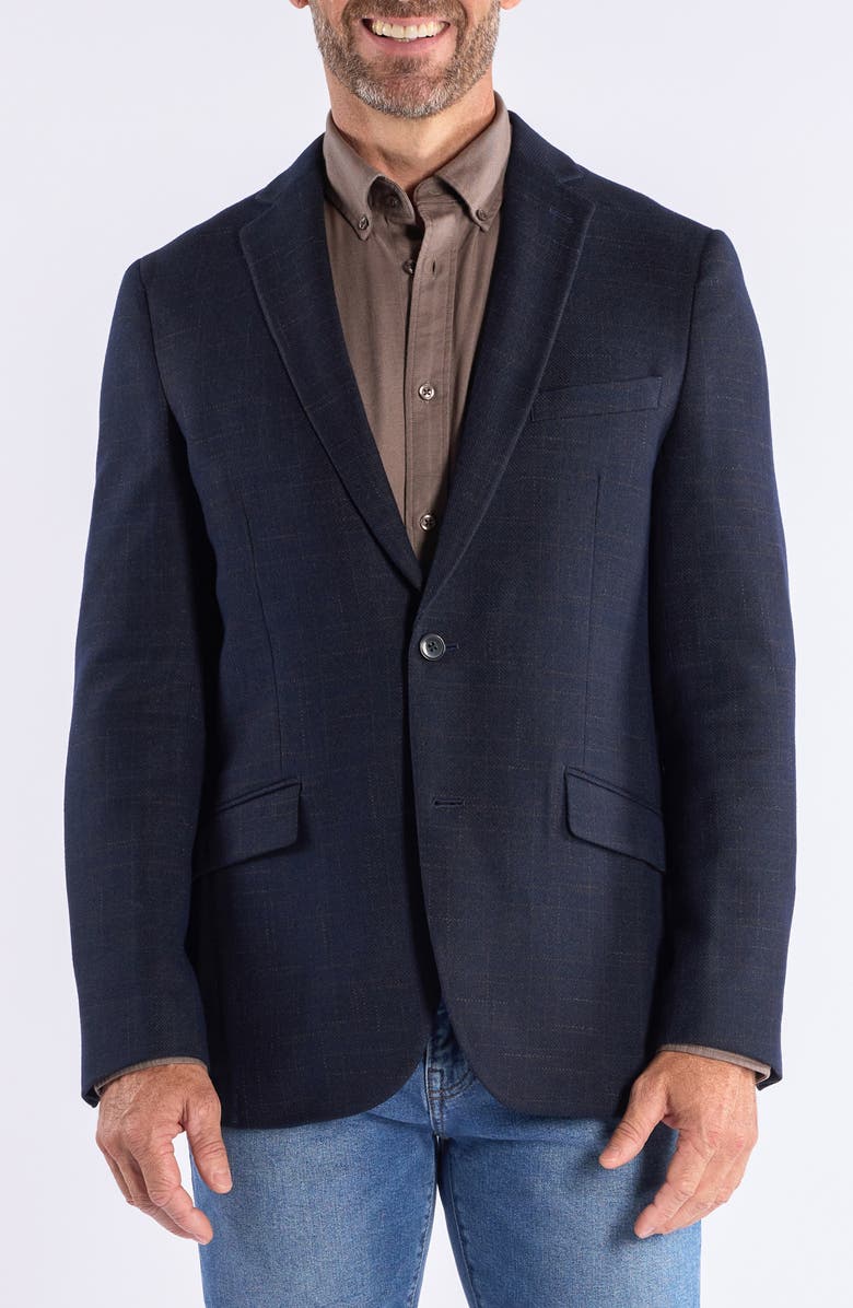 SAVILE ROW CO Windowpane Knit Sport Coat, Main, color, Navy