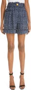 Balmain Pleated Tweed Shorts