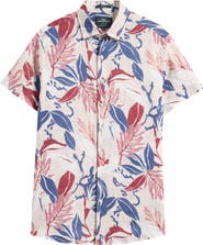 Rodd & Gunn Saltwater Creek Sports Fit Botanic Print Short Sleeve Linen Button-Up Shirt