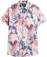 Rodd & Gunn Saltwater Creek Sports Fit Botanic Print Short Sleeve Linen Button-Up Shirt